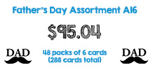 Unwrapped Father's Day ASMT, 48 designs of 6 ea, 288 cards total