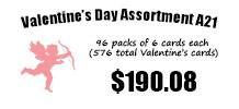 Unwrapped Valentine's Day Assortment, 96 packs of 6 cards each