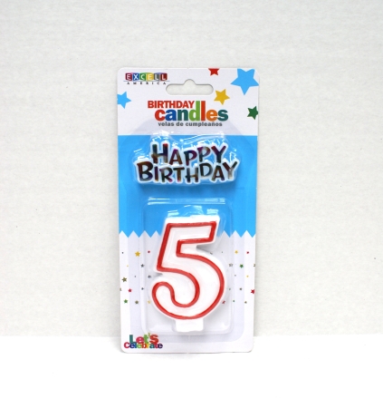 Red Numeric Candle "5"