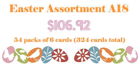 Unwrapped Easter ASMT, 54 designs of 6 ea, 324 cards total - Click Image to Close