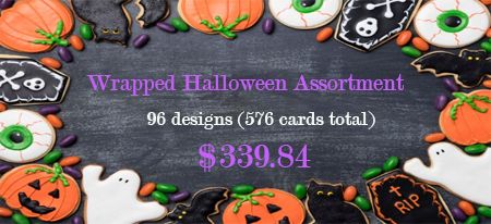 Wrapped Halloween Assortment, 96 packs of 6 cards. - Click Image to Close