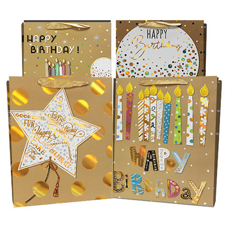 Large Happy Birthday Matte w/ Foil Gift Bag