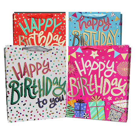 Large Happy Birthday Matte w/ Foil Gift Bag