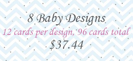 8 Unwrapped Baby Designs, 12 cards per design - Click Image to Close