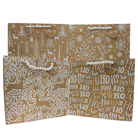 Large Christmas Flocking Square Gift Bag